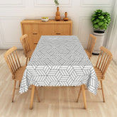 Lofaris Black and White Geometric Rectangle Tablecloth Modern Abstract Pattern for Contemporary Dining Decor